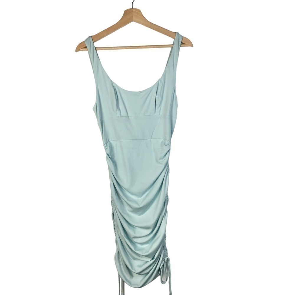 Angel Biba Light Blue Stretch Ruched Mini Bodycon Dress M